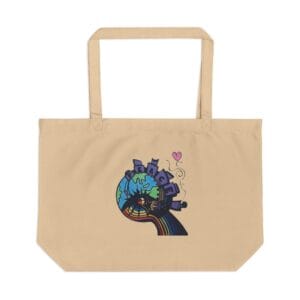Large Eco Tote — Earth & City Love Illustration Tote Bag