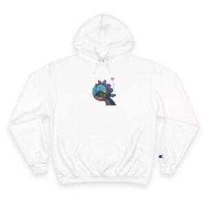 Champion Hoodie — Floral Silhouette Graphic Hoodie with Inspirational Back Text